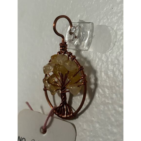 Handmade Copper and Serpentine Crystal Tree of life 3.5x2” Wall Decor - Picture 3 of 5